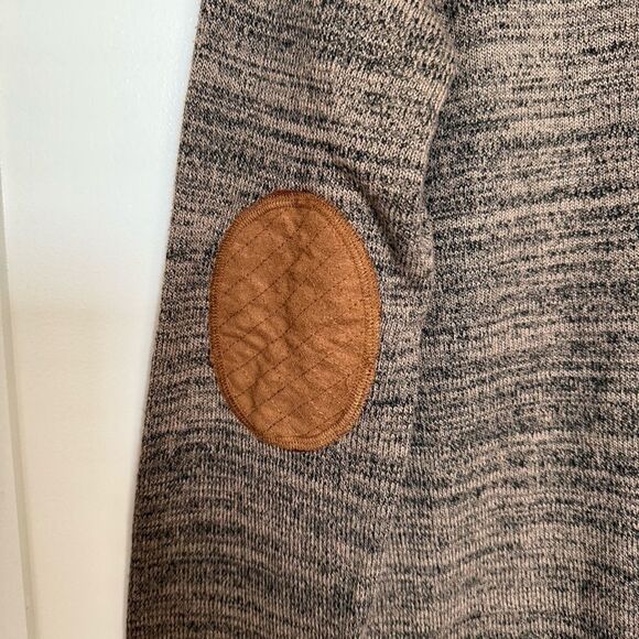 Perch By Blu Pepper Sweater Top Womens 2XL Brown Knit Elbow Patches Pullover - Picture 9 of 14